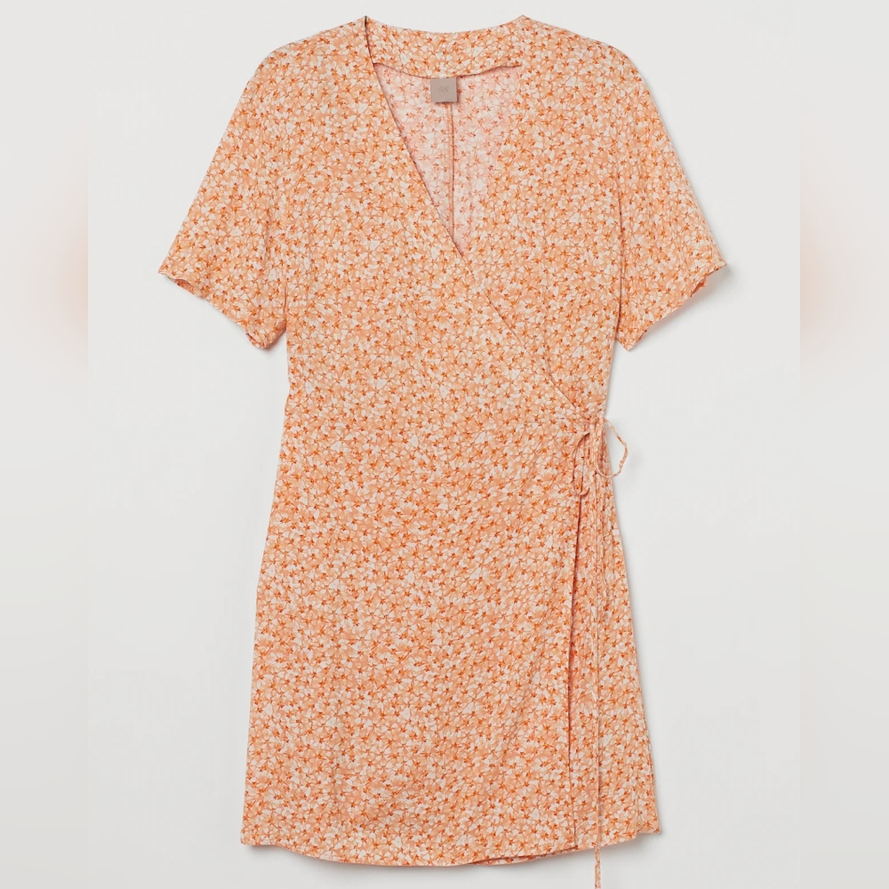 H&M Orange Floral Wrap Mini Dress